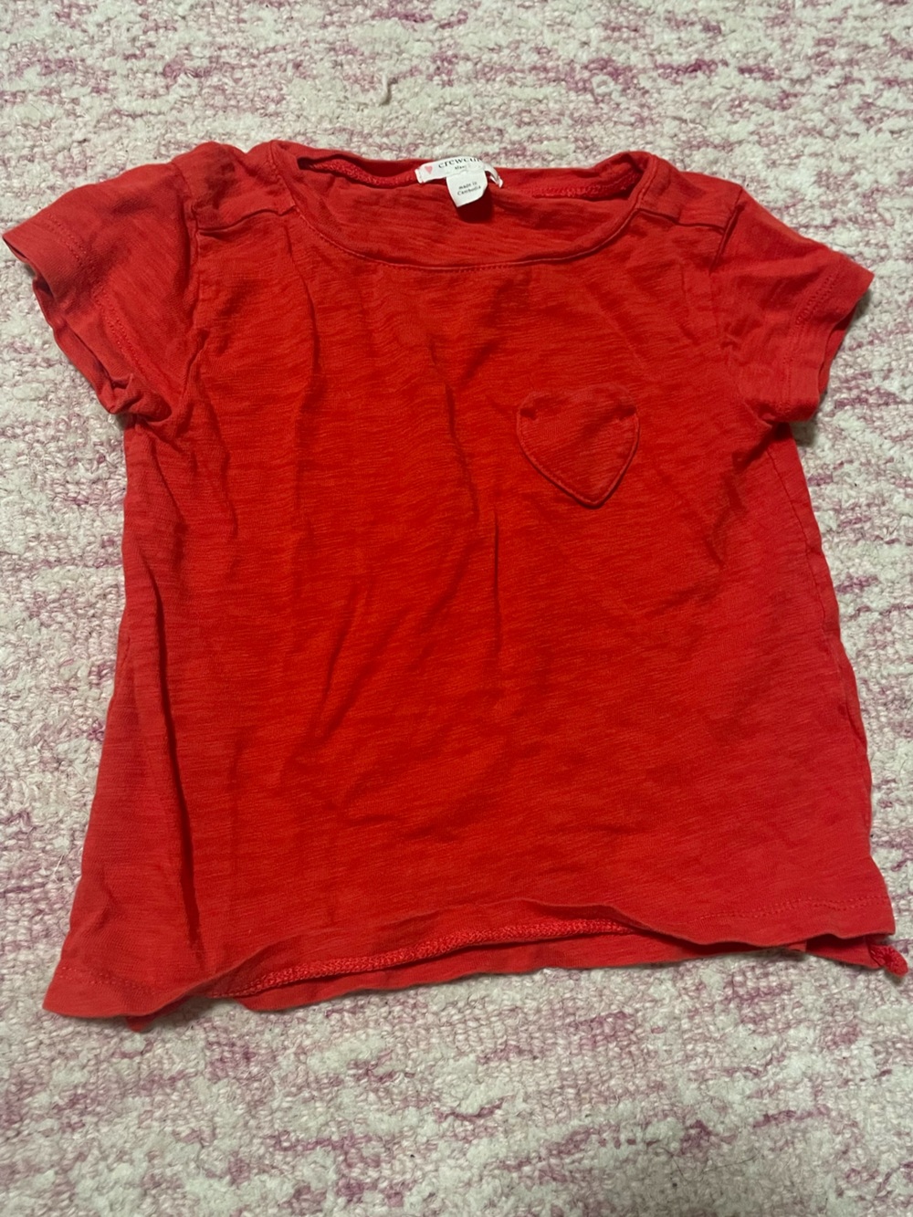 Crewcuts Red Short Sleeve Tee with Heart Pocket
